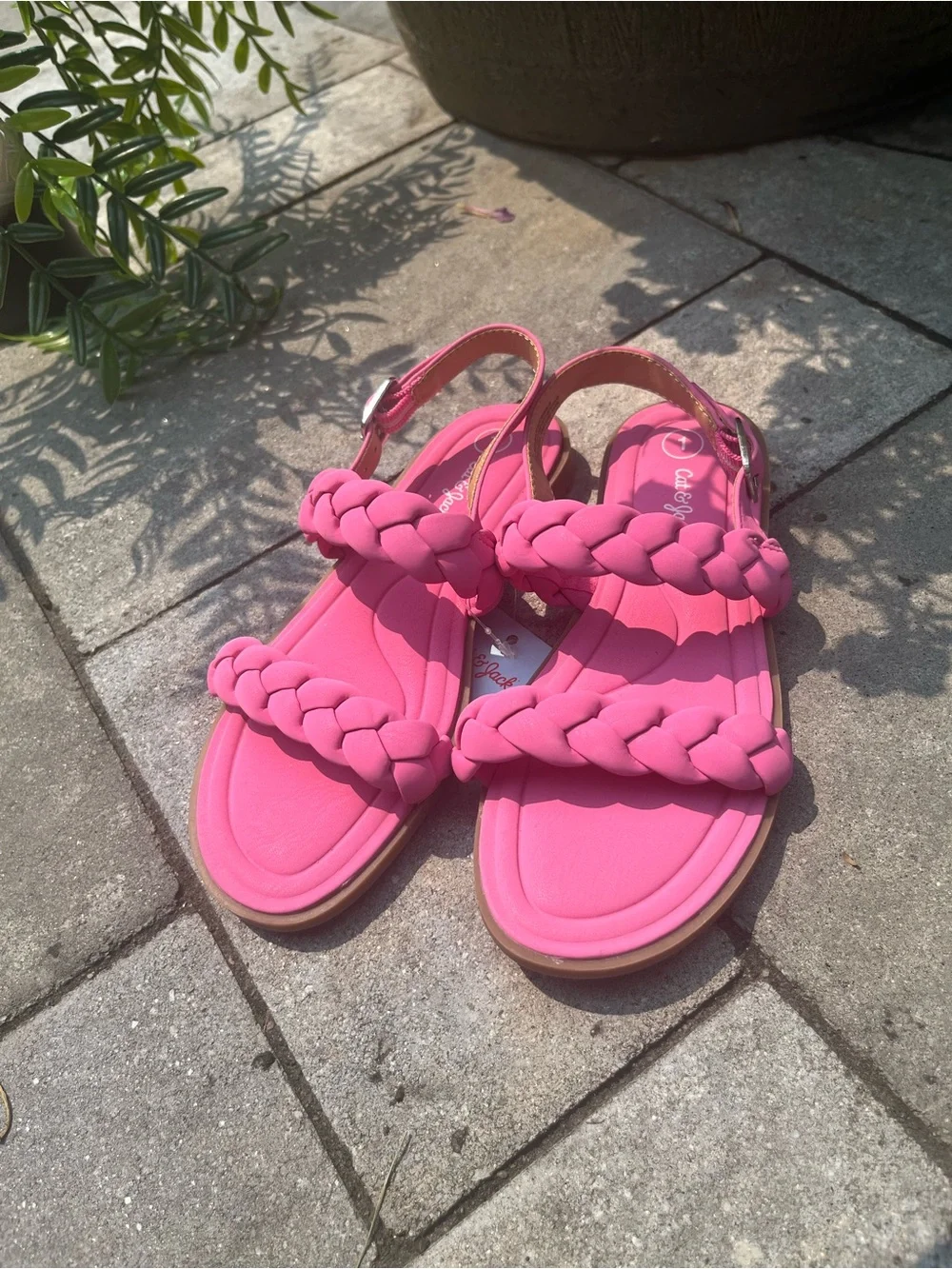 Cat & Jack Braided Double-Strap Pink Kids Sandals